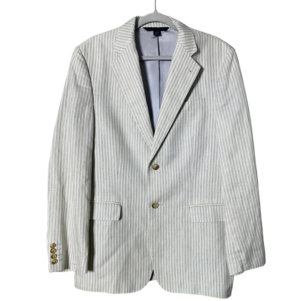 Express Design Studio 100% Linen Men’s Blazer Size 40R Striped Single Breasted